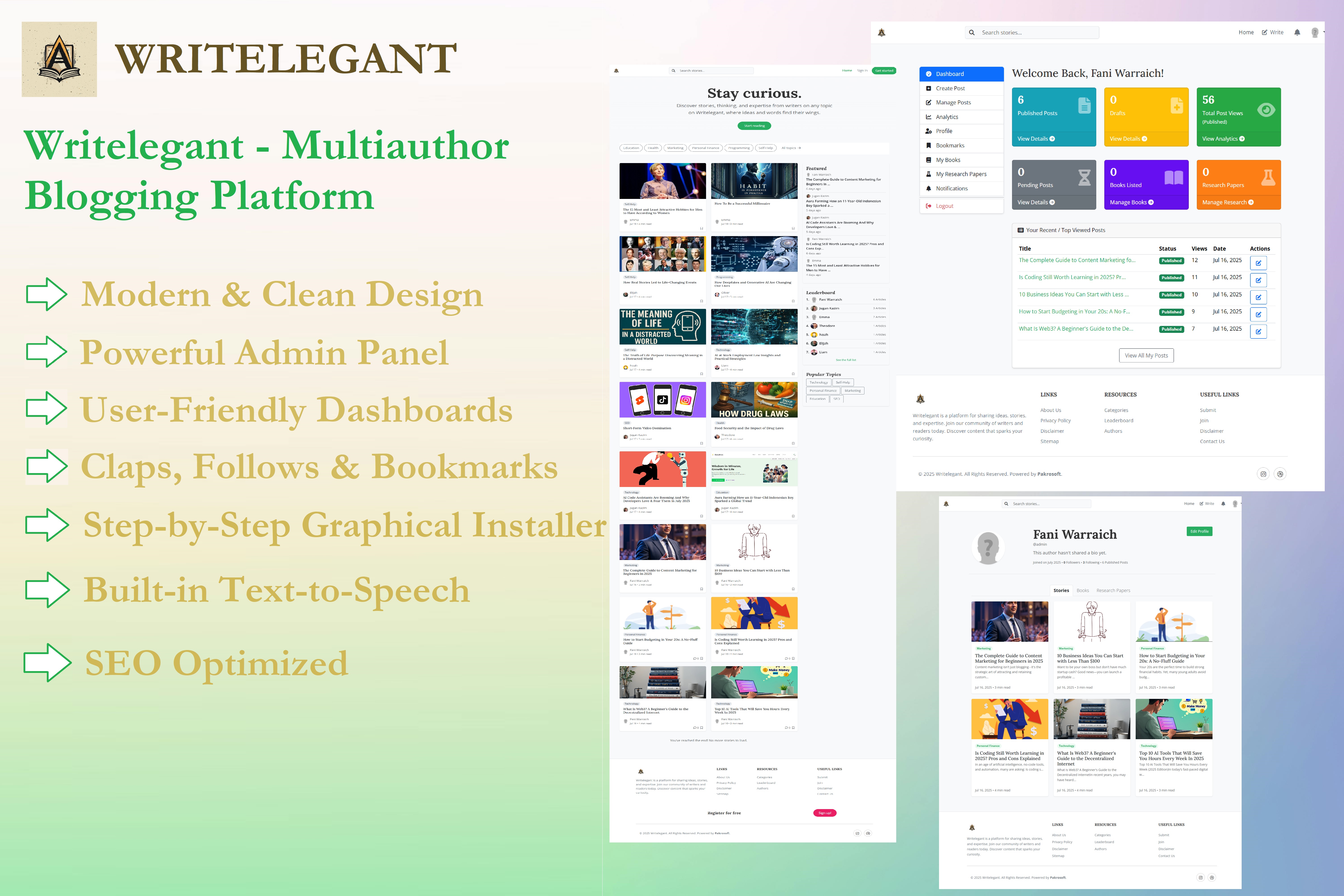 Writelegant - multi-author blogging platform